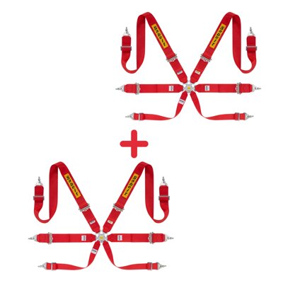 2 x Arnés de seguridad de carreras SABELT de 6 puntos, 75 mm (3") - ACERO