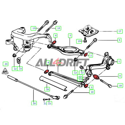 Silentblocks, Soportes rígidos de acero con rótula Uniball para brazo longitudinal BMW E36 / E46