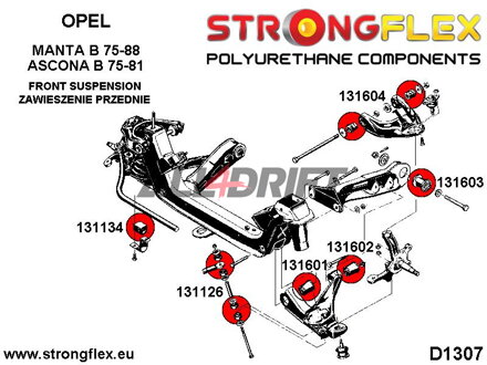 131604A Casquillo del Brazo de Suspensión Delantero Superior SPORT Opel Ascona / Manta