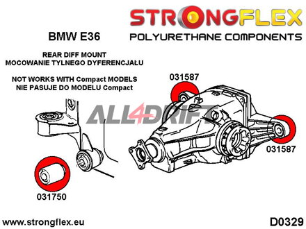 031750A Casquillo Delantero SPORT del Soporte del Diferencial Trasero BMW E36