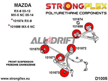 101688A Casquillo del Brazo de Suspensión Superior Delantero SPORT - Mazda III (05-14) NC