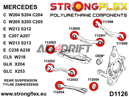 116271A Kit completo de Silentblocks de poliuretano SPORT - Mercedes W204 4MATIC