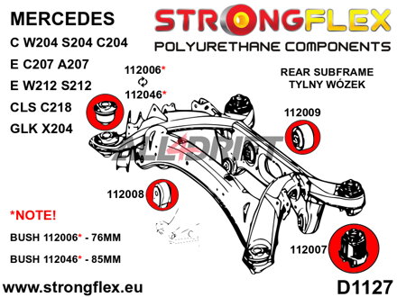116273B Kit Completo de Silentblocks de Poliuretano para Suspensión - Mercedes W212 4MATIC
