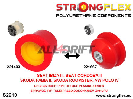 221403B Casquillo trasero del brazo de suspensión delantero Audi / VW / Škoda