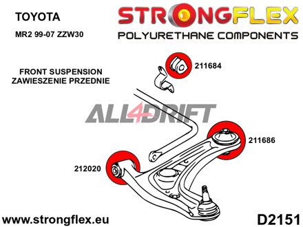 211686B: Brazo de suspensión delantero - Silentblock trasero - Toyota III (99-07) W30