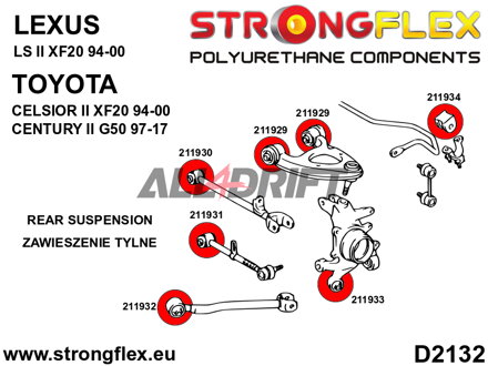 211931A Casquillo deportivo de la barra de suspensión trasera - Lexus II (94-00) XF20