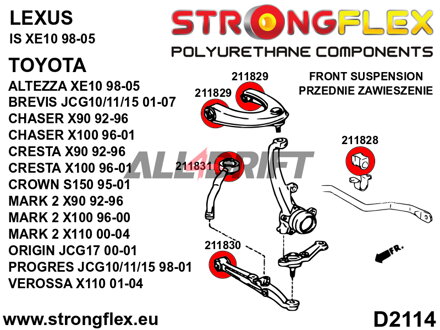 216232A Kit de casquillos de la suspensión delantera SPORT - Toyota V (92-96) X90