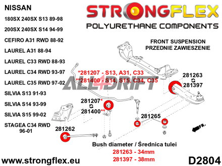281262A Casquillo del brazo inferior delantero al subchasis SPORT - Nissan II (90-96) Z32