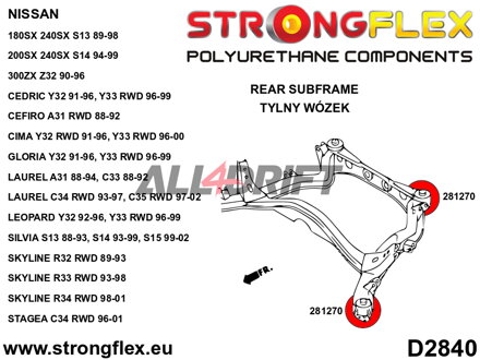 281270B Casquillo de montaje del eje trasero RWD - Nissan II (90-96) Z32