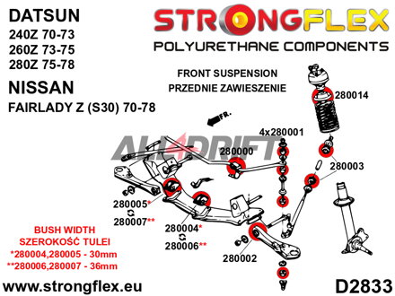 280003A Silentblock del puntal delantero al chasis SPORT Datsun / Nissan