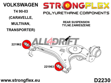 226233B Kit de silentblocks de suspensión - Volkswagen T4 (90-03) Caravelle, Multivan, Transporter