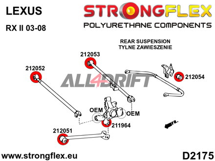 216286B: Kit de silentblocks del eje trasero SPORT - Lexus II (03-09)
