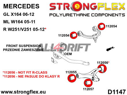 116295B Kit completo de silentblocks de poliuretano para la suspensión - Mercedes X164 (06-12)
