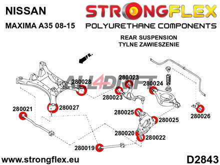 286222A Kit de silentblocks del eje trasero SPORT - Nissan VII (09-15) A35