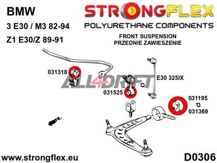 036122A Kit de silentblocks del eje delantero SPORT BMW E30 / Z1