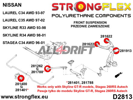 281262A Casquillo del brazo inferior delantero al subchasis SPORT - Nissan II (90-96) Z32