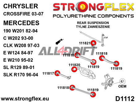 111820B Casquillo interior de la barra de dirección trasera de 33mm Chrysler / Mercedes