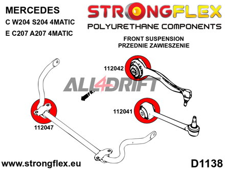 116271A Kit completo de Silentblocks de poliuretano SPORT - Mercedes W204 4MATIC