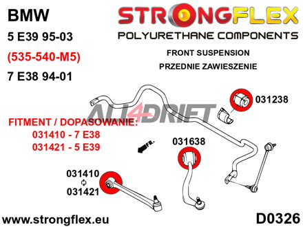 036129B Kit de casquillos del eje delantero BMW E39