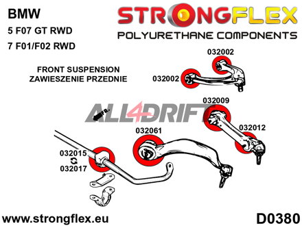 036081A Kit completo de silentblocks de poliuretano para ejes SPORT - BMW F01 / F02 RWD