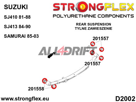 206156B Kit de casquillos de suspensión delantera y trasera - Suzuki Samurai / SJ410 / SJ413 (81-03)