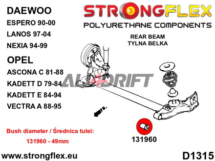 131960B: Casquillo de montaje del eje trasero 49mm - Daewoo Espero (90-00)