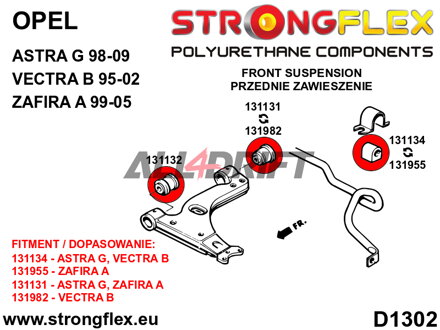 131131A Silentblock trasero del brazo de suspensión delantero SPORT - Opel / Vauxhall G (98-04)