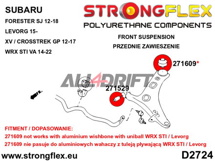 271529A Casquillo delantero del brazo de suspensión SPORT - Subaru Tribeca B9 (06-14) WX