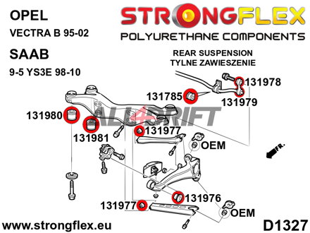 136235A Kit completo de silentblocks de poliuretano para suspensión SPORT - Opel / Vauxhall B (95-02)