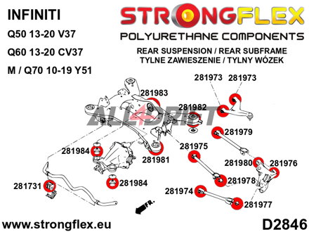 281980A Casquillo de mangueta trasera – para amortiguador SPORT - Infiniti M / Q70 (10-19) Y51