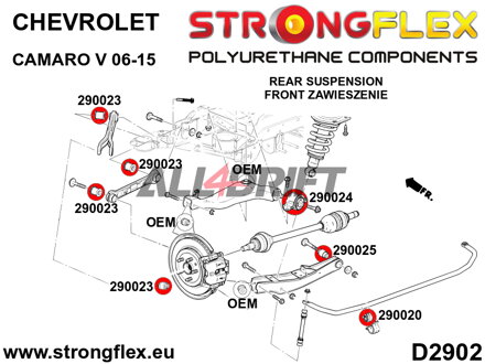 296102A Kit de casquillos del eje trasero SPORT - Chevrolet Camaro V (09-15)