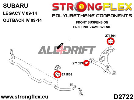 276240B Kit completo de silentblocks del eje - Subaru Legacy V / Outback IV (09-14) BM BR