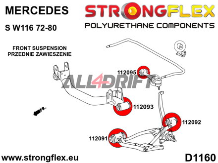 112092A Casquillo trasero SPORT del Brazo de Control Inferior Delantero - Mercedes W116 (72-80)