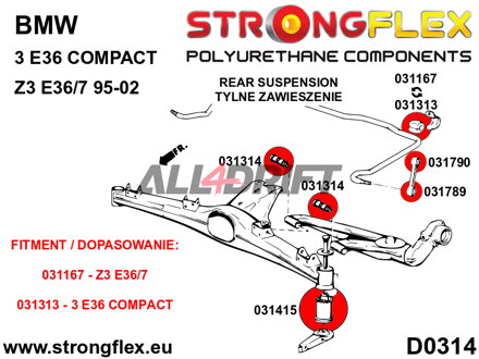 036108B Kit completo de casquillos del eje BMW E36 Compact