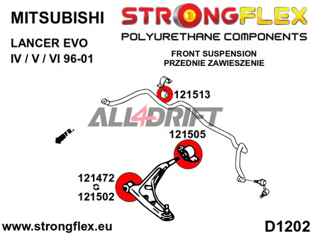 121505B: Casquillo trasero del brazo inferior delantero - Mitsubishi IV / V / VI (96-01)