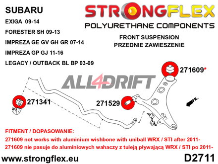 276164A Kit de Silentblocks de Poliuretano del Eje Delantero SPORT - Subaru III (09-13) SH