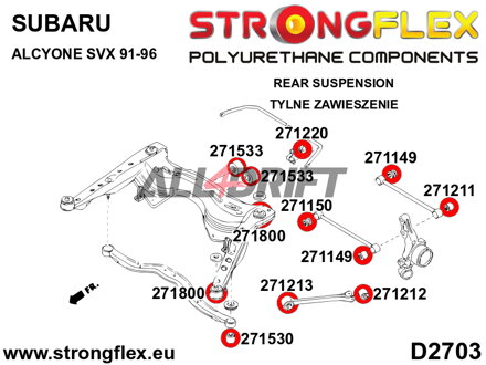 276050A Kit de Silentblocks del Eje Trasero SPORT - Subaru Alcyone SVX (91-96)