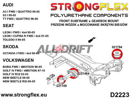 021784B Casquillo del subchasis delantero Audi / Seat / Škoda / VW
