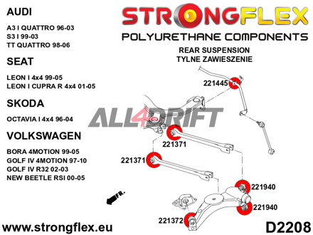 226121B Kit Completo de Silentblocks para Ejes Audi / Seat / Škoda / VW