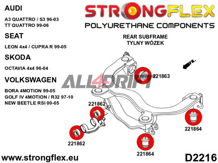 226121B Kit Completo de Silentblocks para Ejes Audi / Seat / Škoda / VW