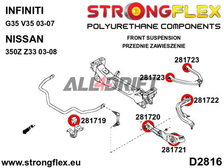 281722B Casquillo del brazo longitudinal delantero Infiniti / Nissan