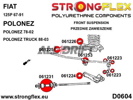 066062A Kit de Silentblocks para el Eje Delantero SPORT Fiat / Polonez