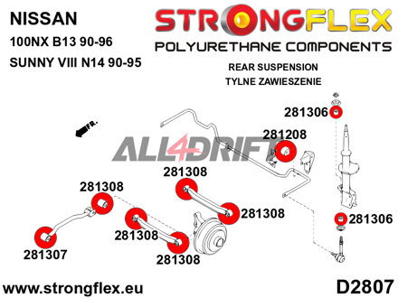 281307B Casquillo Delantero del Brazo Trasero Infiniti / Nissan
