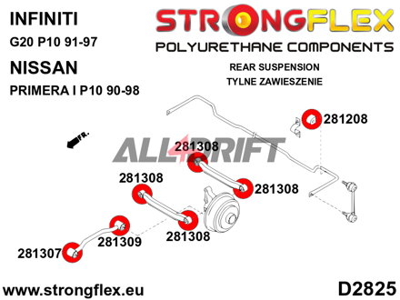 281208A Casquillo de la barra estabilizadora trasera SPORT Infiniti / Nissan