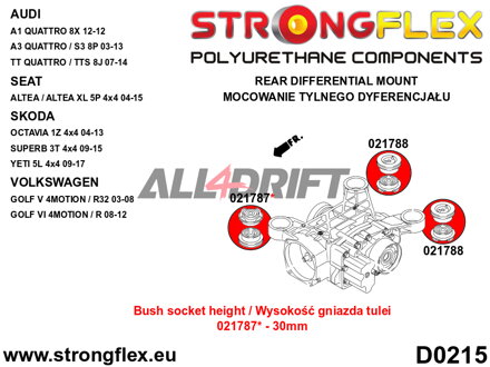 021788A Silentblock trasero del diferencial SPORT Audi / Cupra / Seat / Škoda / VW