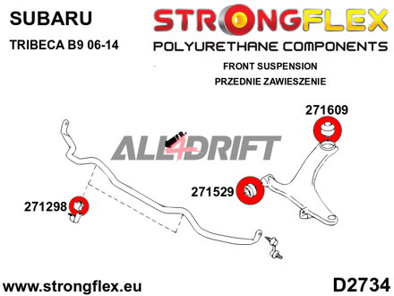 271609A Casquillo trasero del brazo de suspensión delantero SPORT - Subaru Tribeca B9 (06-14) WX