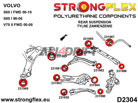 236205B Kit de silentblocks del eje trasero Volvo S60 / S80 / V70
