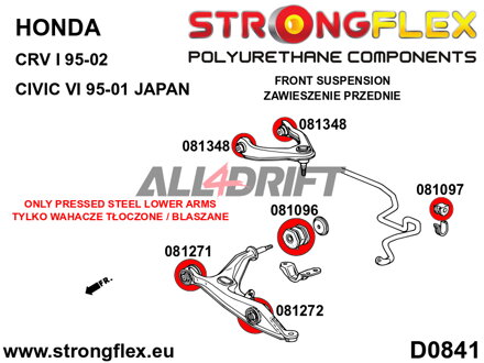 081348B: Casquillo del brazo de suspensión delantero superior - Honda VI (95-00) JAPAN EJ / EK / EM1