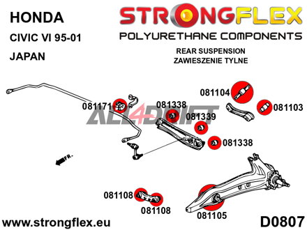 081103A Silentblock exterior superior del brazo/buje TRASERO SPORT - Acura III (93-01) DB6/7/8/9 / DC1/4