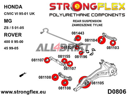 081108A Silentblock del brazo de convergencia trasero SPORT - Acura III (93-01) DB6/7/8/9 / DC1/4